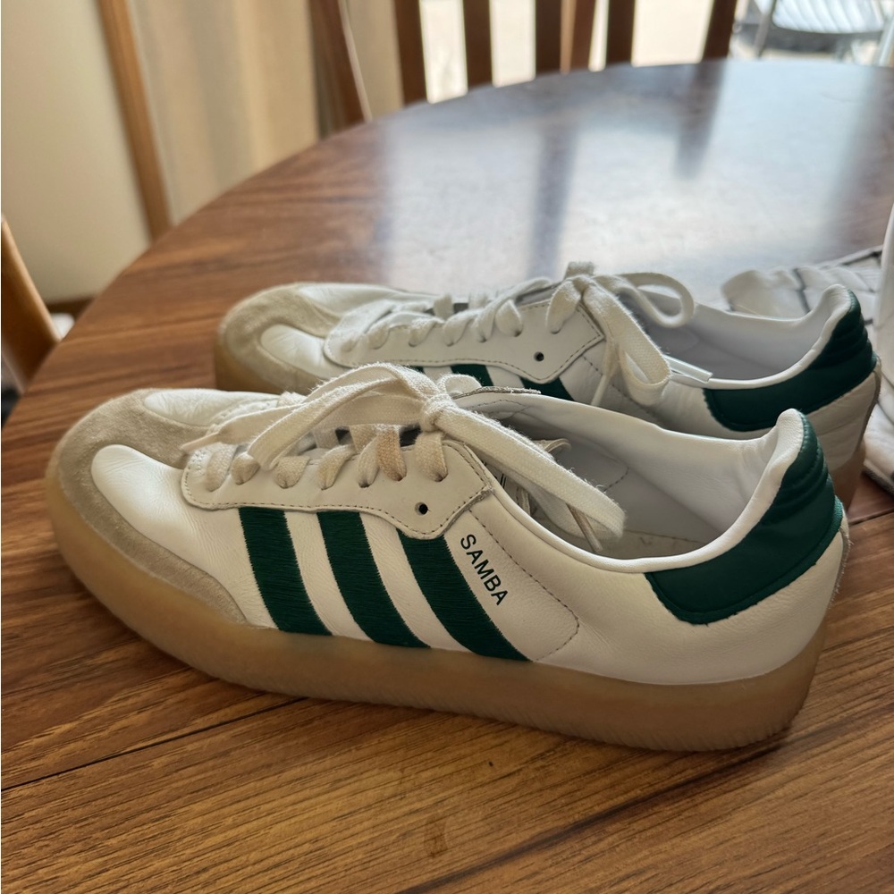 Adidas Samba White and Green Shoes